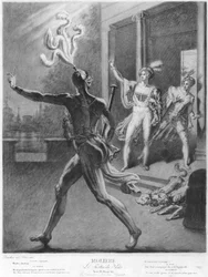 Don Juan and the Commendatore, Illustration from Act IV Scene 12 of Don Juan, or Le Festin de Pierre by Moliere, 1815